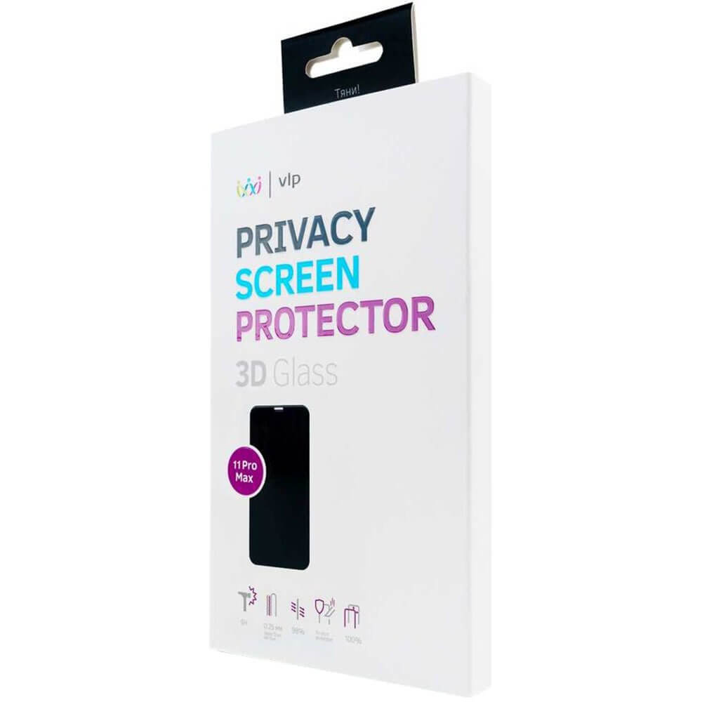Защитное стекло VLP 3D Privacy для Apple iPhone 11 Pro Max, черная рамка