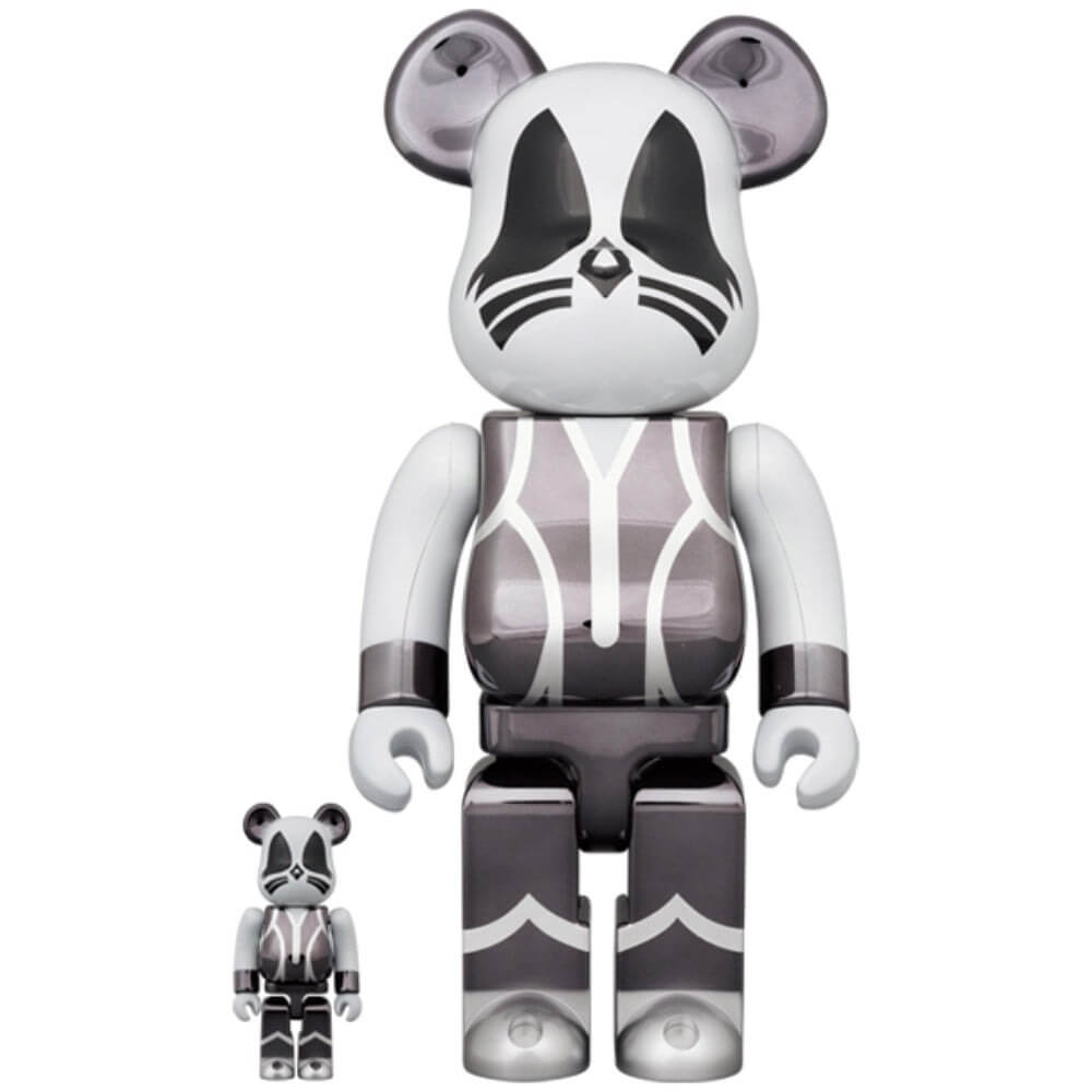 Фигура Bearbrick Medicom Toy Kiss The Catman Chrome 400% and 100%