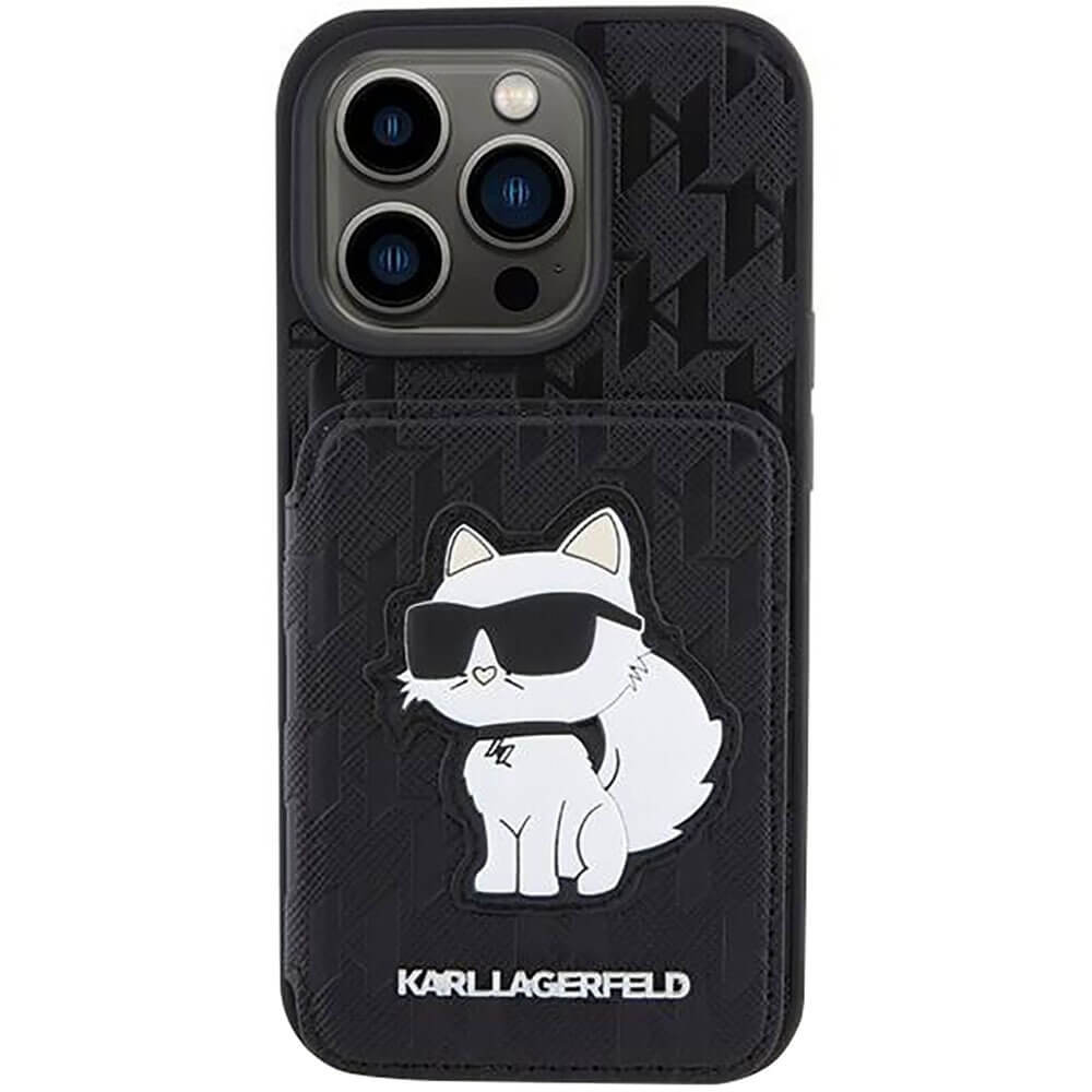 Чехол Karl Lagerfeld для iPhone 15 Pro Cardslot Stand, чёрный (KLHCP15LSAKCNSCK)