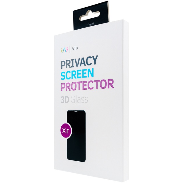 Защитное стекло VLP 3D Privacy для iPhone XR, черная рамка