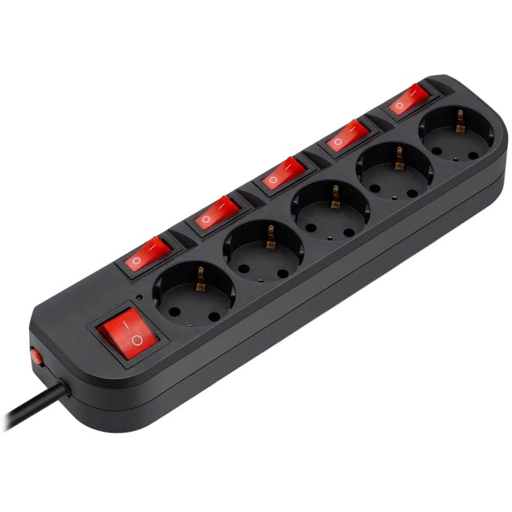 Сетевой фильтр Buro 500SH-5-SW-B, чёрный