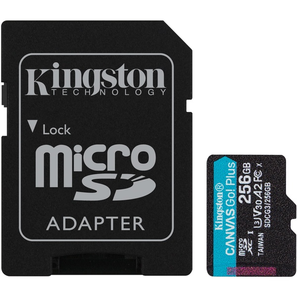 Карта памяти Kingston Canvas Go Plus 256GB с адаптером