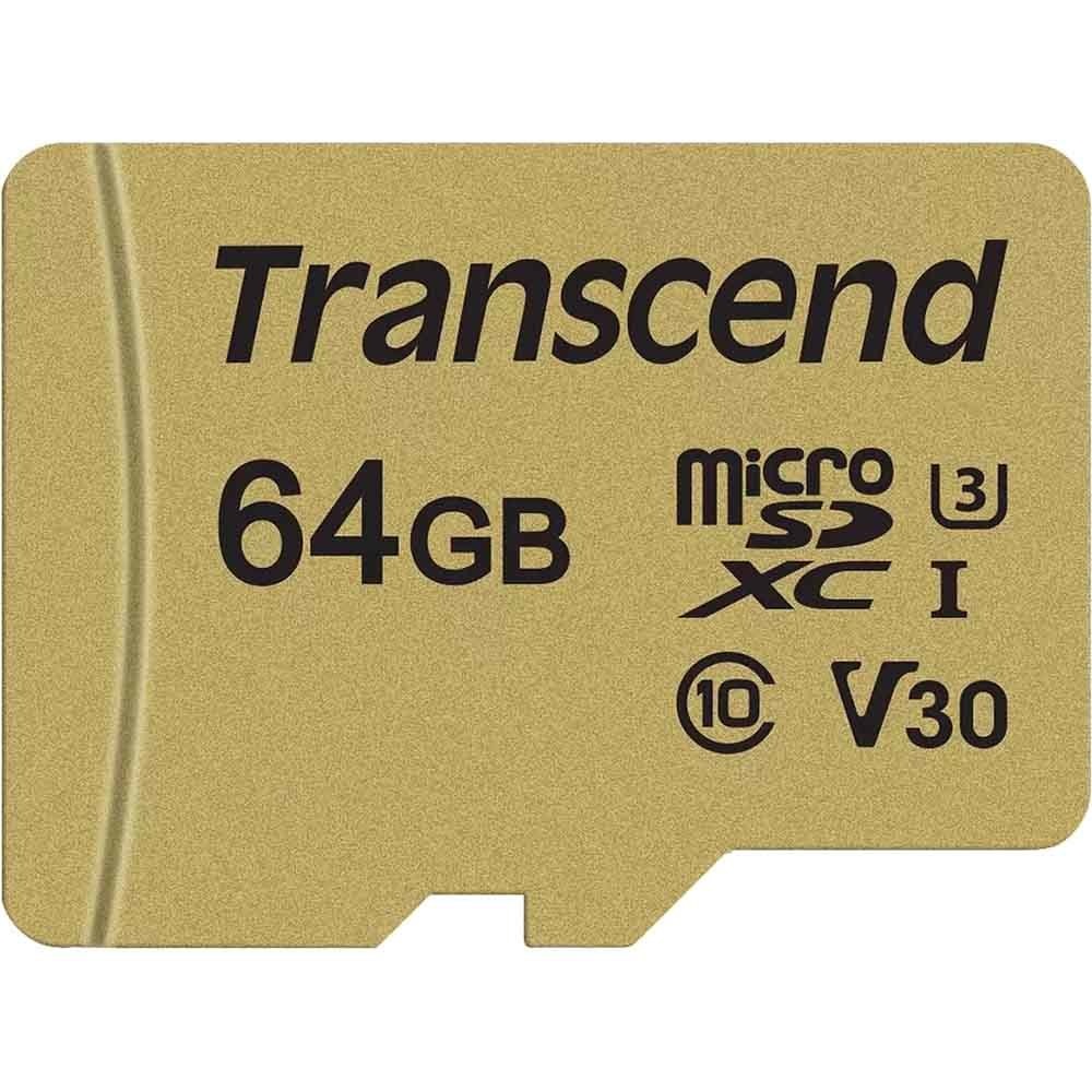 Карта памяти Transcend 500S microSDXC 64GB с адаптером (TS64GUSD500S) 500S microSDXC 64GB с адаптером (TS64GUSD500S) - фото 1