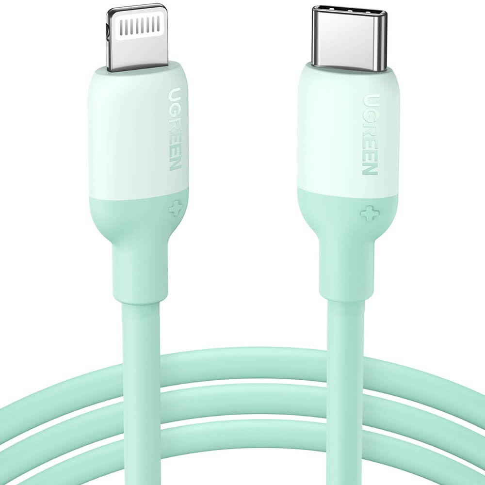 Кабель Ugreen 20308 USB Type-C-Lighting 1 м, зелёный
