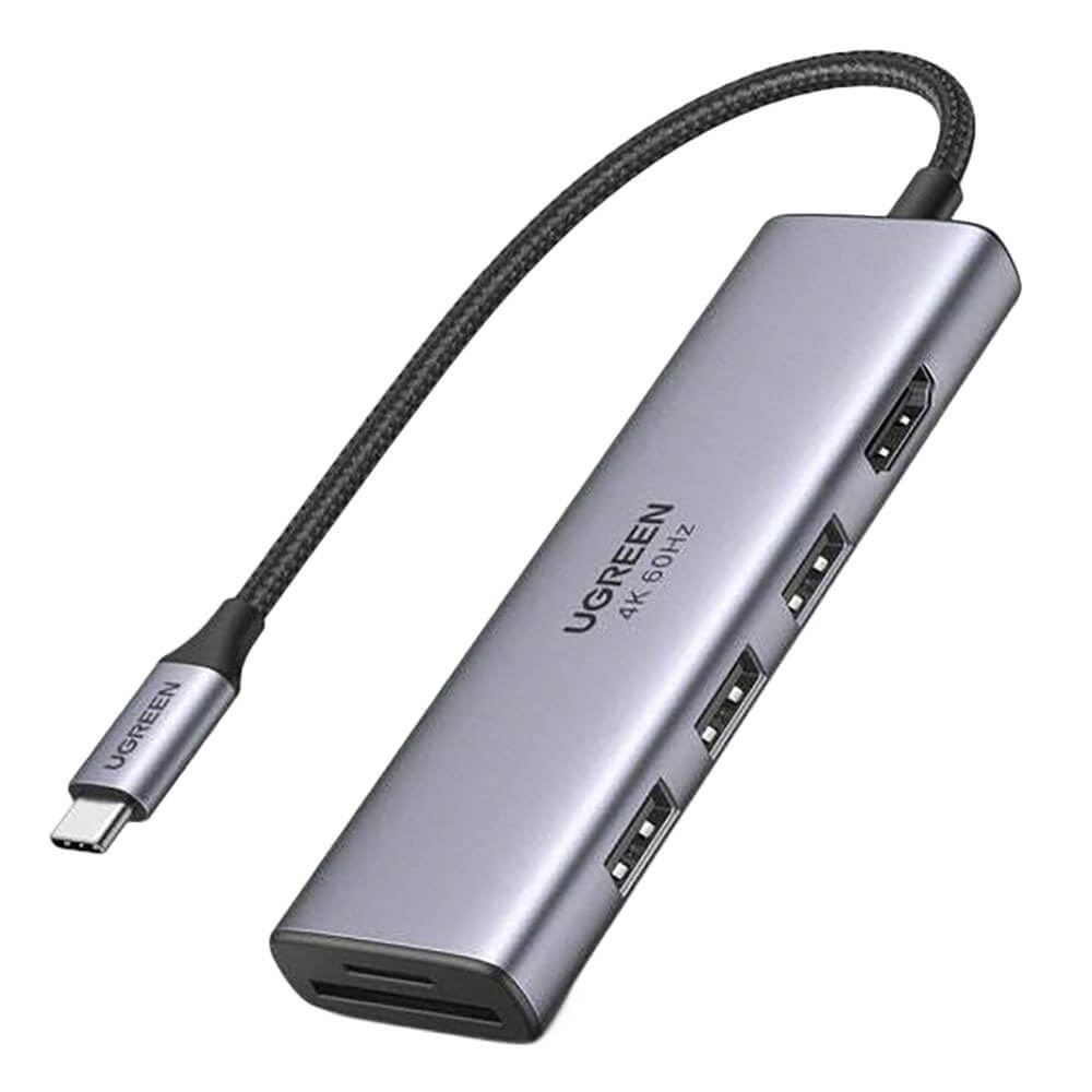 USB разветвитель Ugreen Premium Hub 6 In 1 (USB Type-C), серый