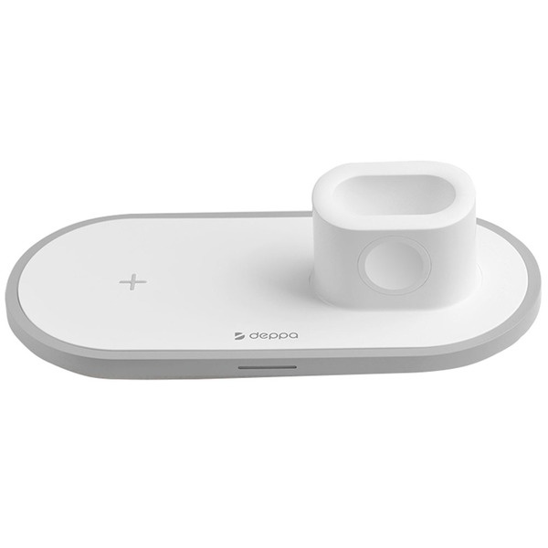 Беспроводное зарядное устройство Deppa 3 в 1: iPhone, Apple Watch, Airpods, белый
