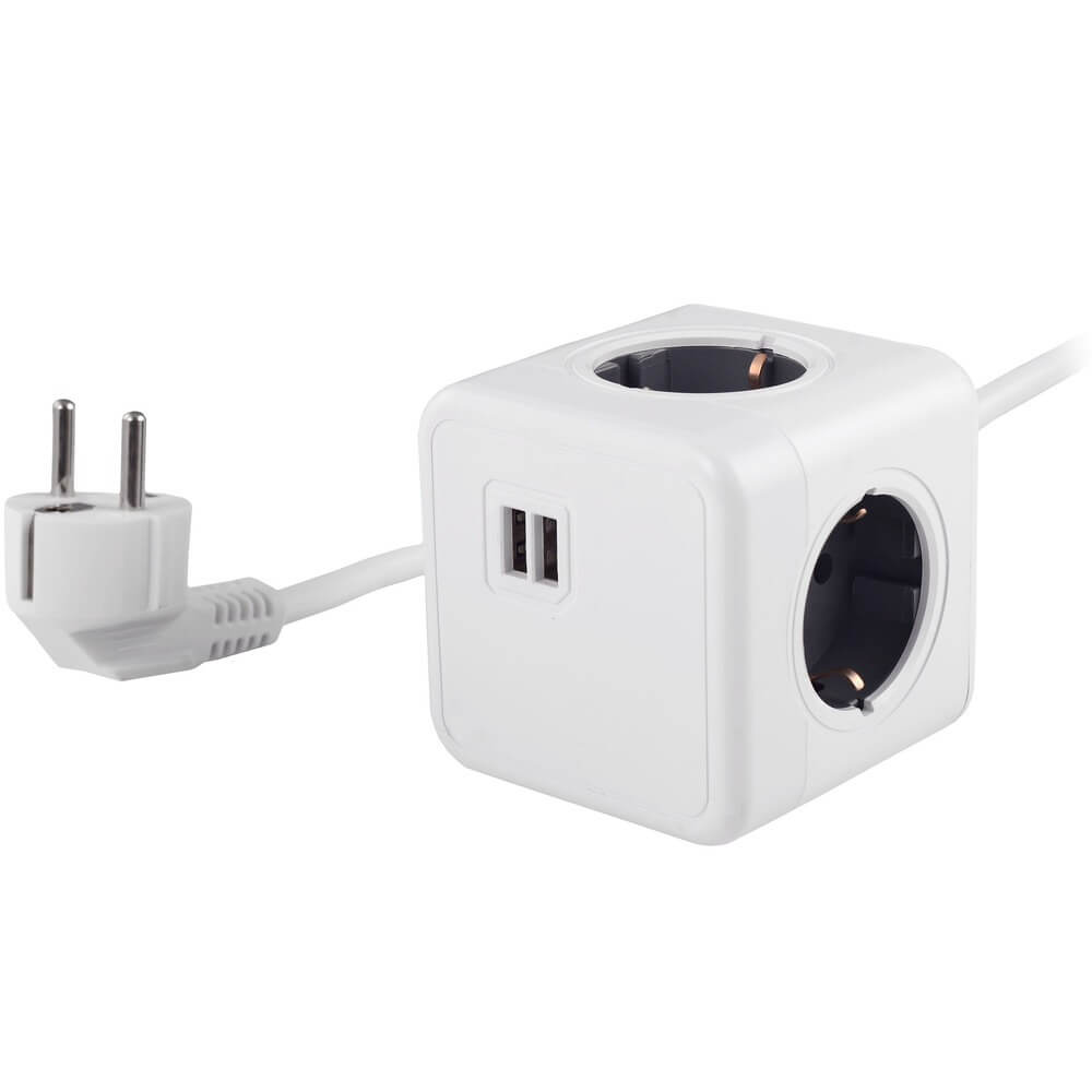 Удлинитель RocketSocket Cube Extended 1404, белый-серый (GNS1404)