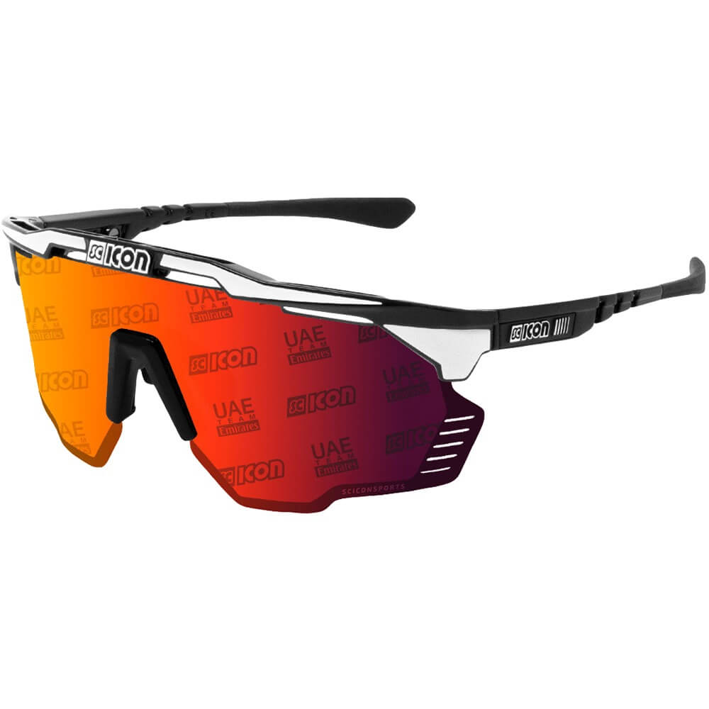 Спортивные очки Scicon Aeroshade Kunken Black Gloss White Bolt /Monogram UAE Multimirror Red