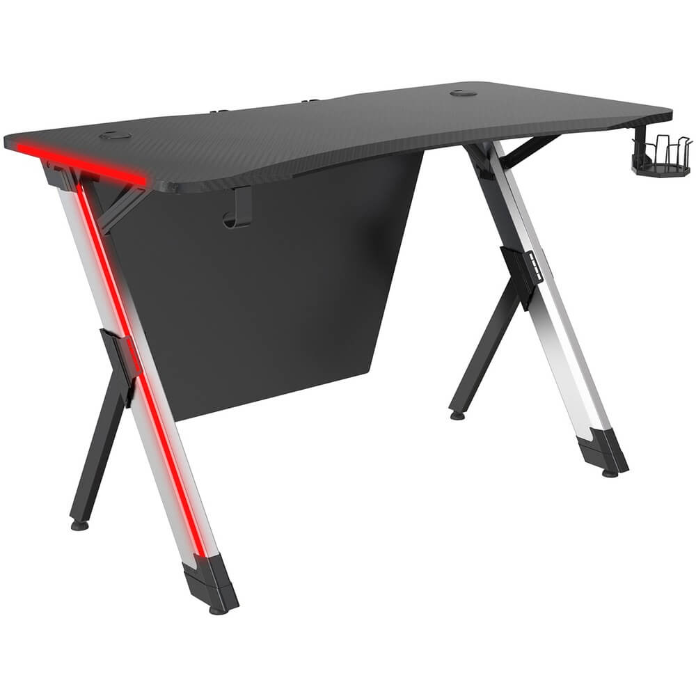 Компьютерный стол Cactus CS-GTX-AL-CARBON-RED, серебристо-чёрный - фото 1