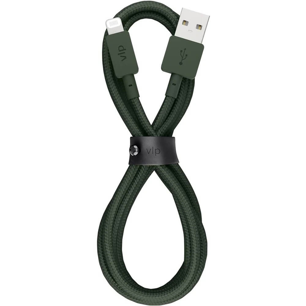 Кабель VLP Nylon Cable USB-Lightning 1.2 м, тёмно-зелёный