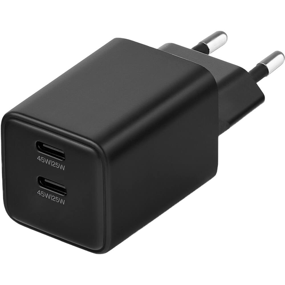 Зарядное устройство uBear Bridge 2 ports GaN + Super Fast Charging 45 Вт черный (WC32BLPD45-2C)