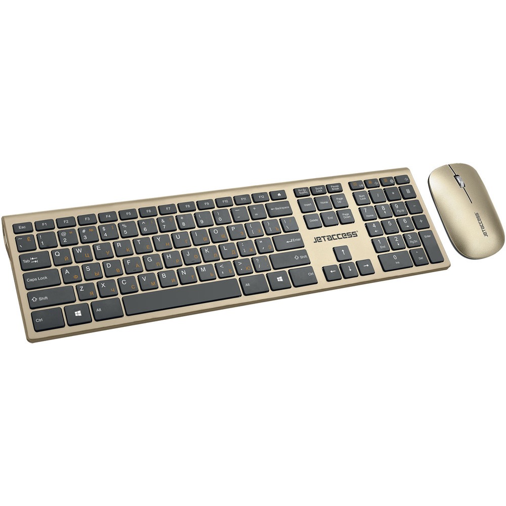 Комплект клавиатуры и мыши Jet.A Jetaccess Slim Line KM41 W золотой-чёрный