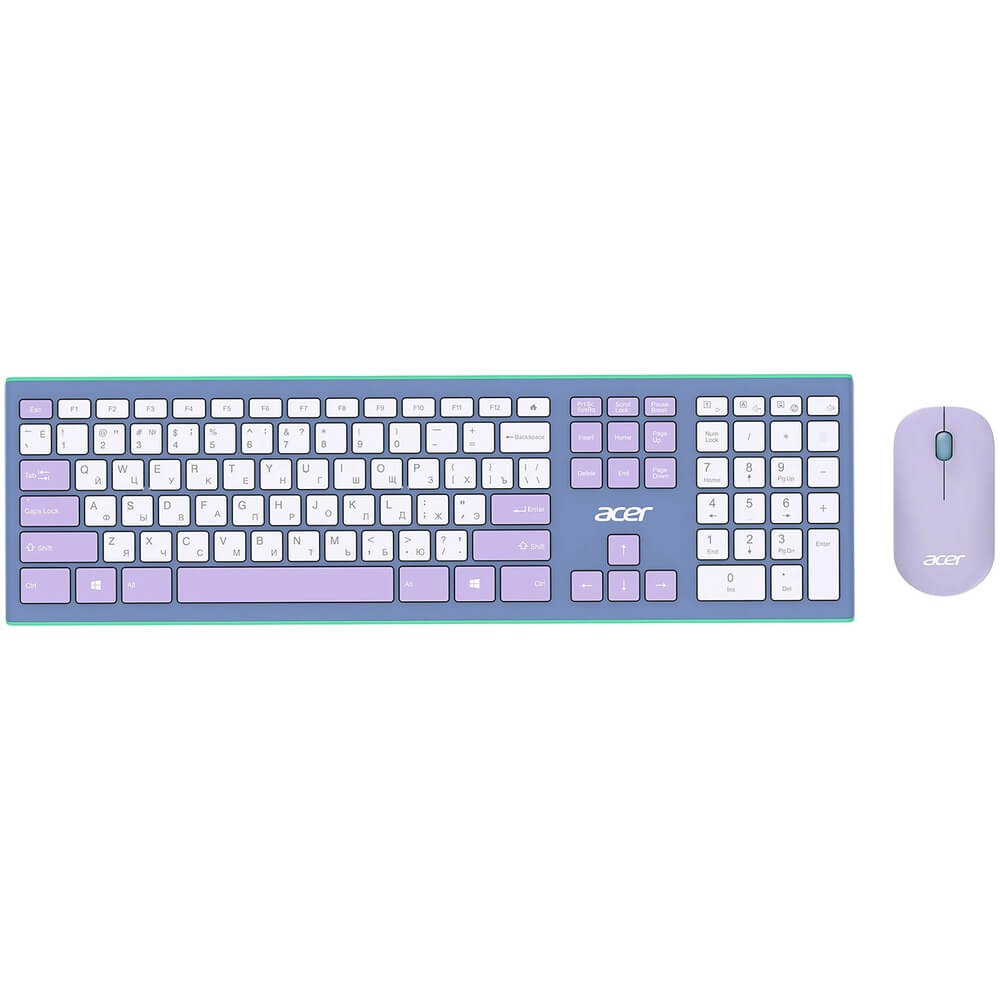 Комплект клавиатуры и мыши Acer OCC200 зелёно-фиолетовый