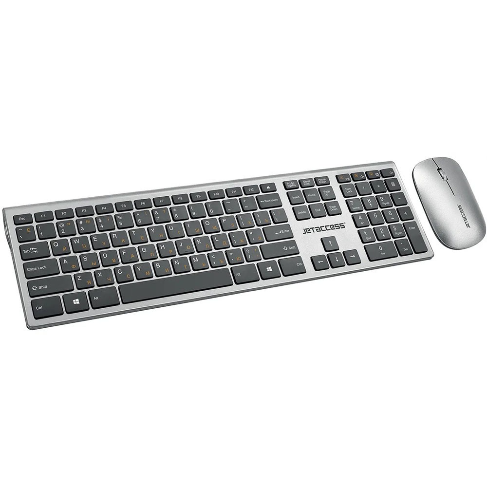 Комплект клавиатуры и мыши Jet.A Jetaccess Slim Line KM41 W серый-черный