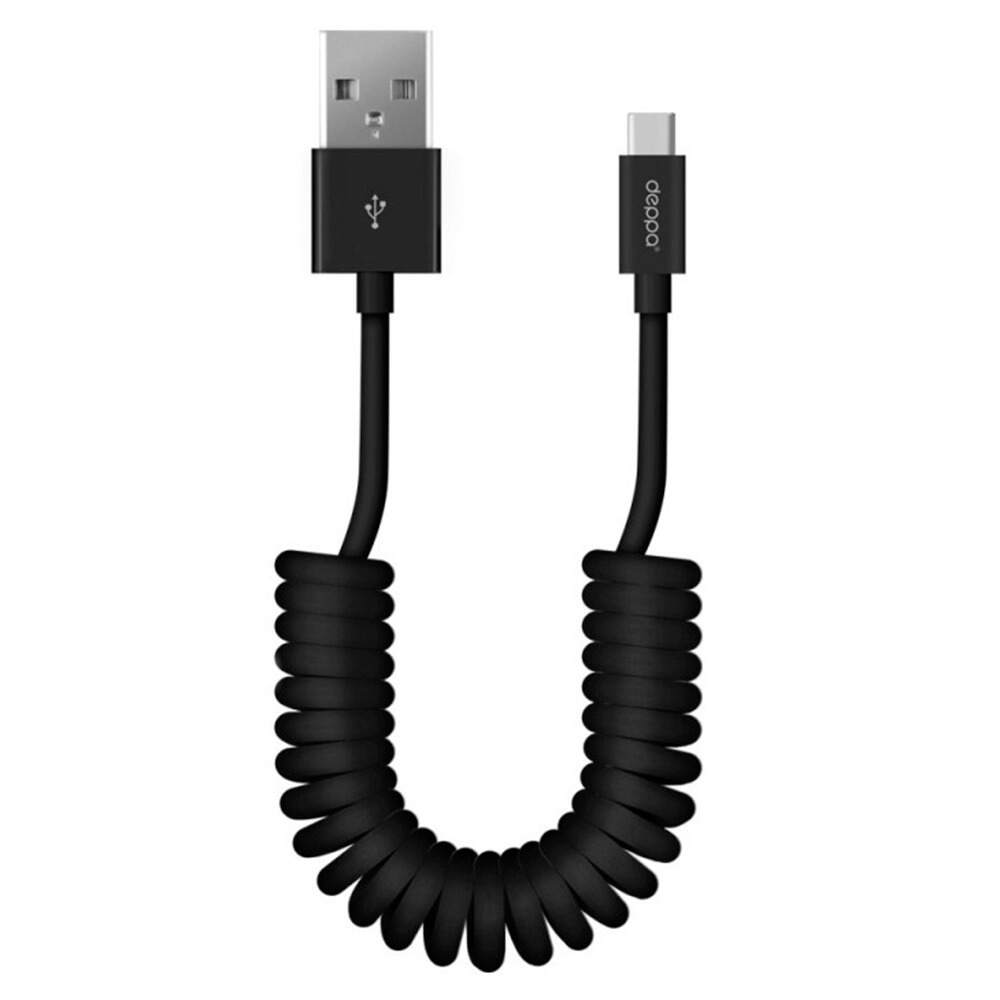 Кабель Deppa Leather USB Type-C, витой 1.5 м черный - фото 1