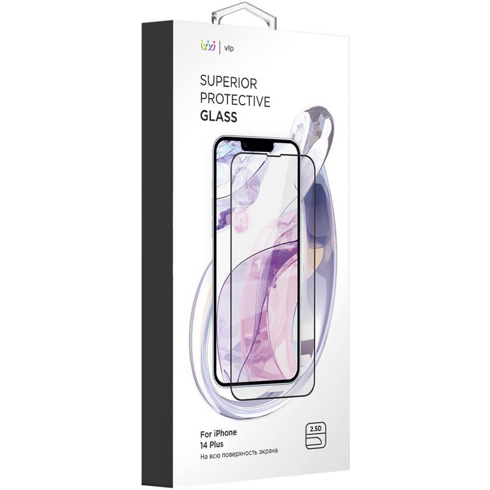Защитное стекло VLP Superior Protective Glass для Apple iPhone 14 Plus, чёрная рамка