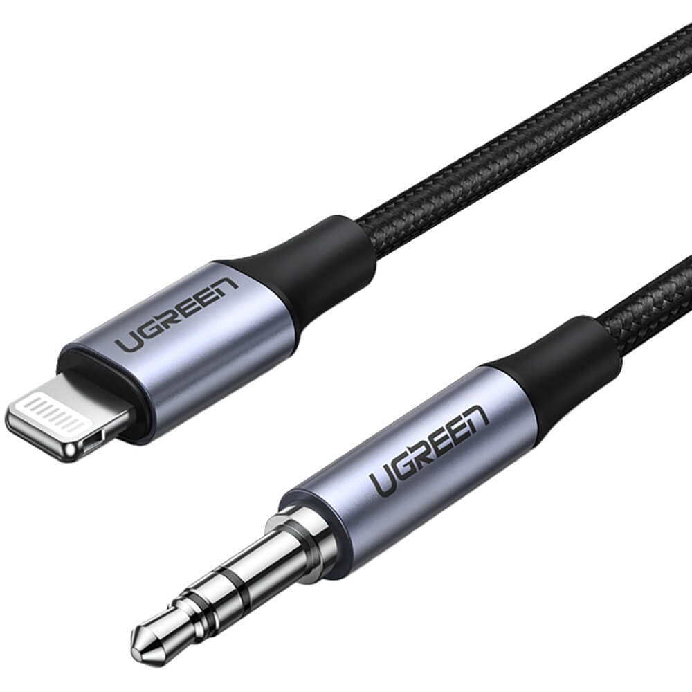 Кабель Ugreen US315 для Apple Lightning/jack 3.5 мм 2 м чёрный (70862)