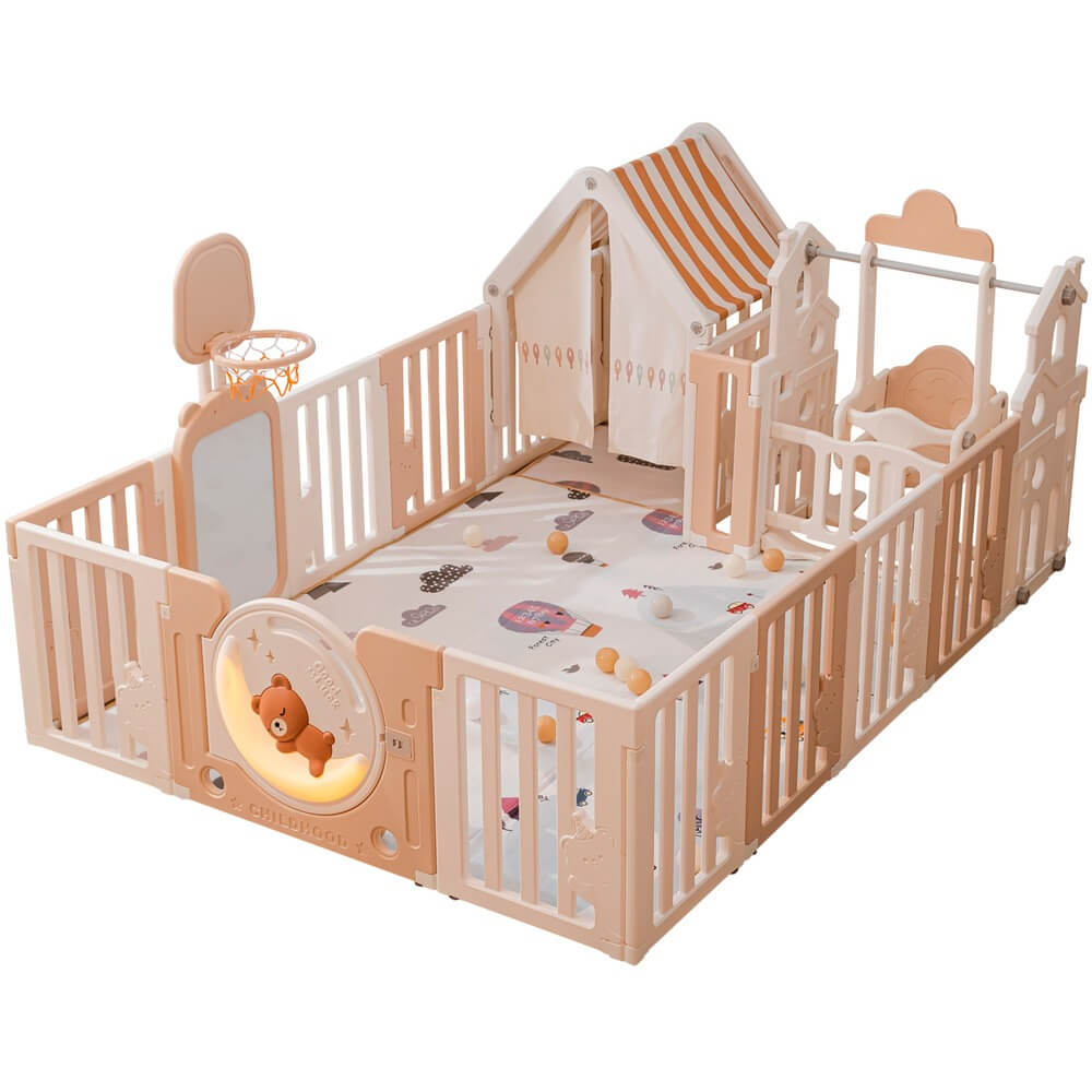 Детский манеж UNIX Kids DeLuxe House Camel 150x180 PPLXSWH180WC
