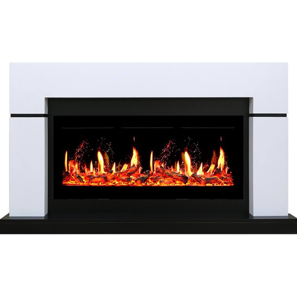 Камин Royal Flame Lindos (Белый с чёрным) + 5D V-ART 40