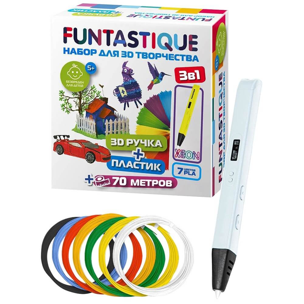 Набор Funtastique Xeon + PLA 7 цветов, белый (RP800A WH-PLA-7)