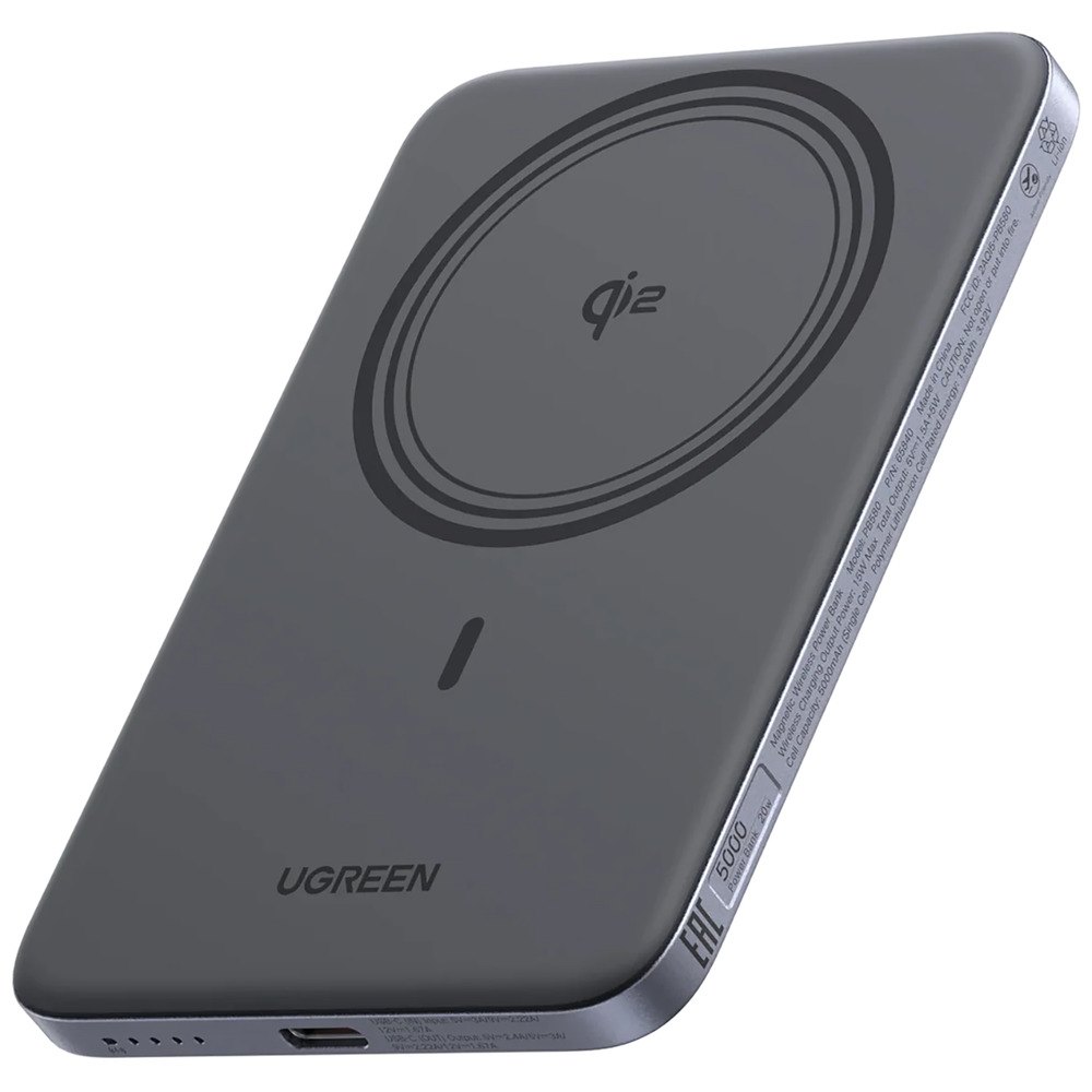 Внешний аккумулятор Ugreen PB580 MagFlow Air 5000 мАч серый космос (75984B)