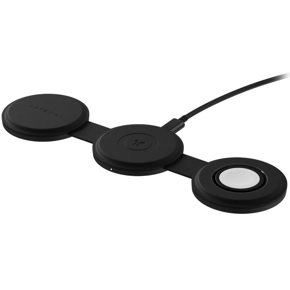 Беспроводное зарядное устройство Satechi Qi2 OntheGo 3 в 1 чёрный (ST-QTG31K)