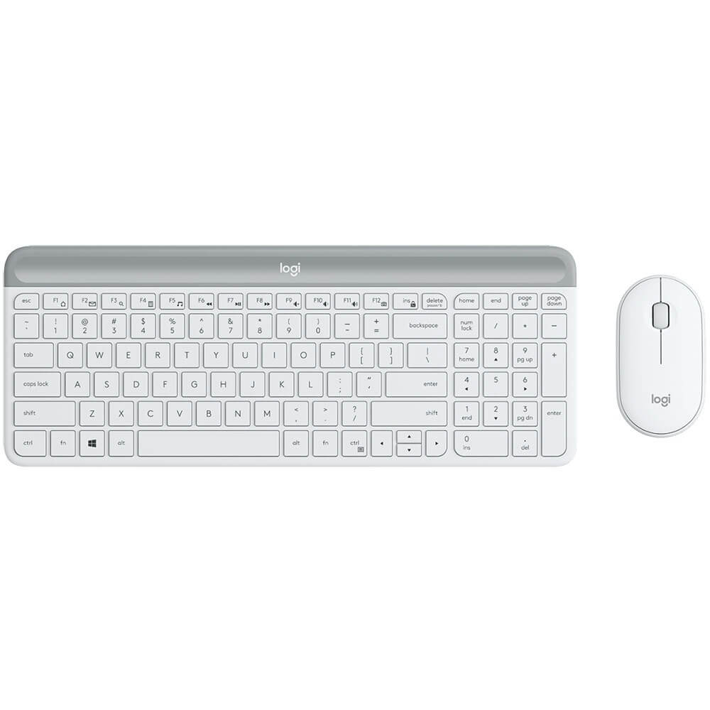 Комплект клавиатуры и мыши Logitech Slim Wireless MK470 Slim, белый (920-009207)