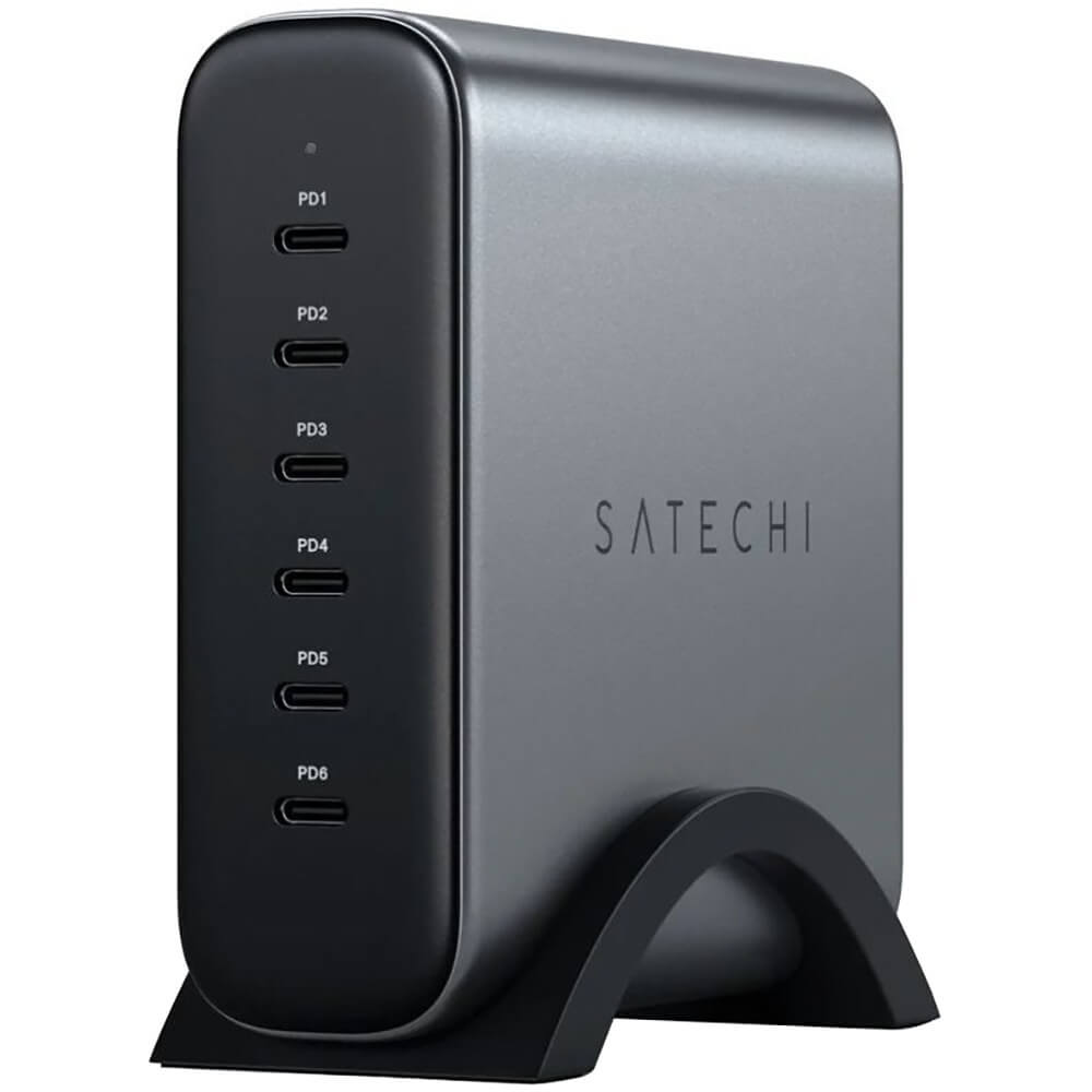 Зарядное устройство Satechi GaN Charger EU 200W (USB-C 6-Port) серый космос