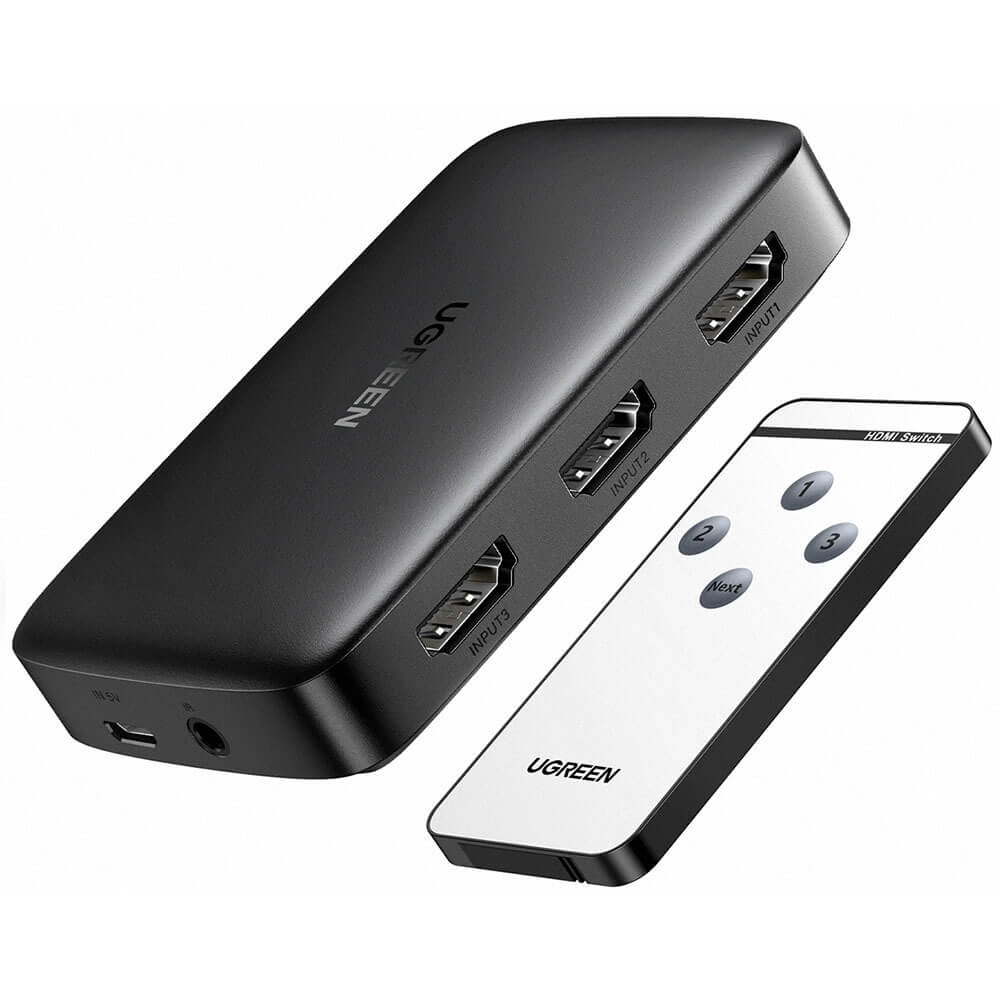 Переходник Ugreen 3xHDMI 1.4 4K с пультом дистанционного управления (80125)