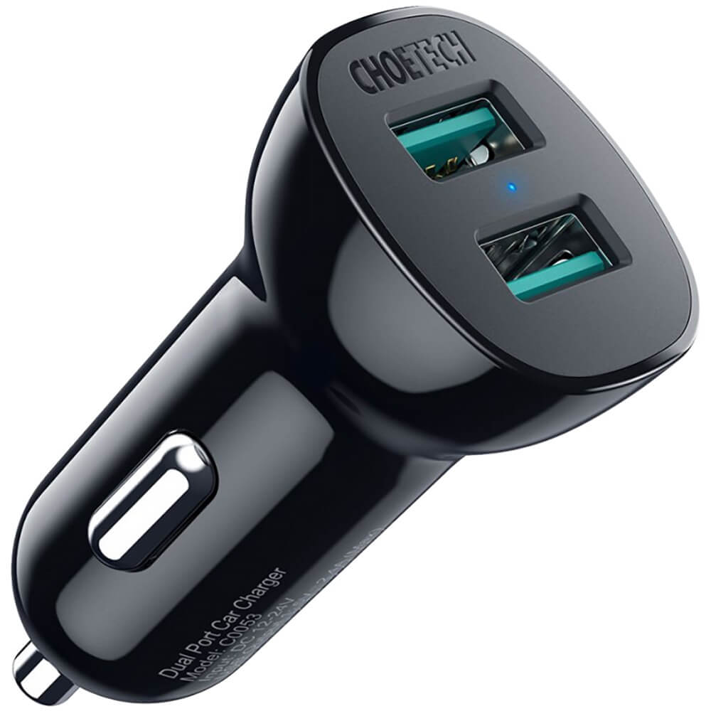 Автомобильное зарядное устройство Choetech C0051-V5 (2xUSB), чёрный C0051-V5 (2xUSB), чёрный - фото 1