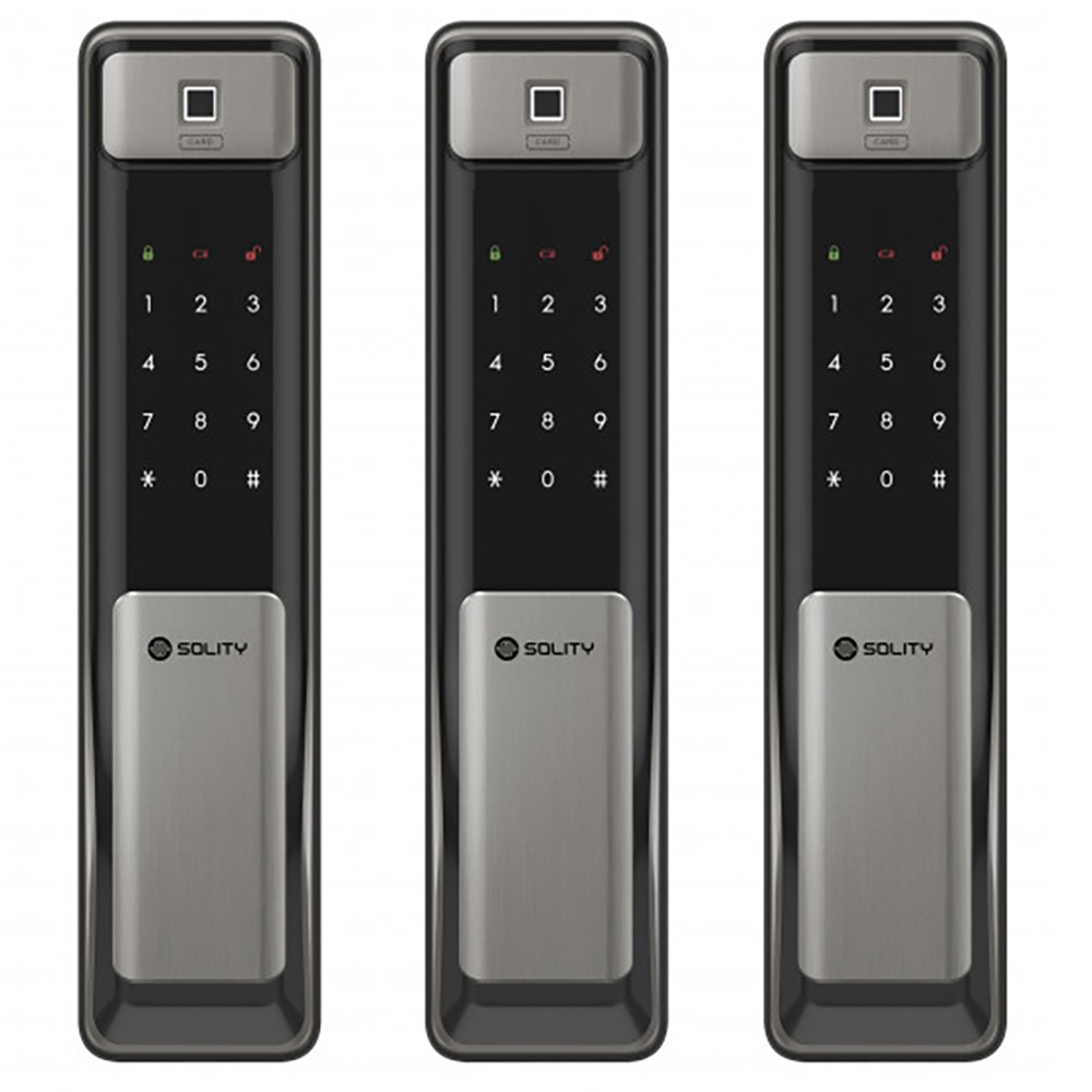 Биометрический электронный дверной замок Solity GSP-2000BK тёмно-серебристый