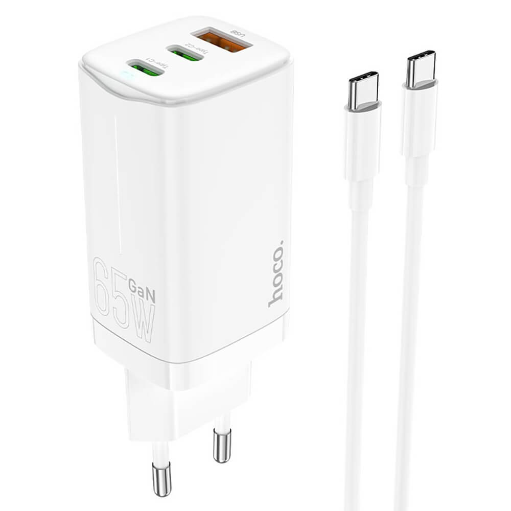 Зарядное устройство Hoco N16 (2xUSB Type-C, USB), белый N16 (2xUSB Type-C, USB), белый - фото 1