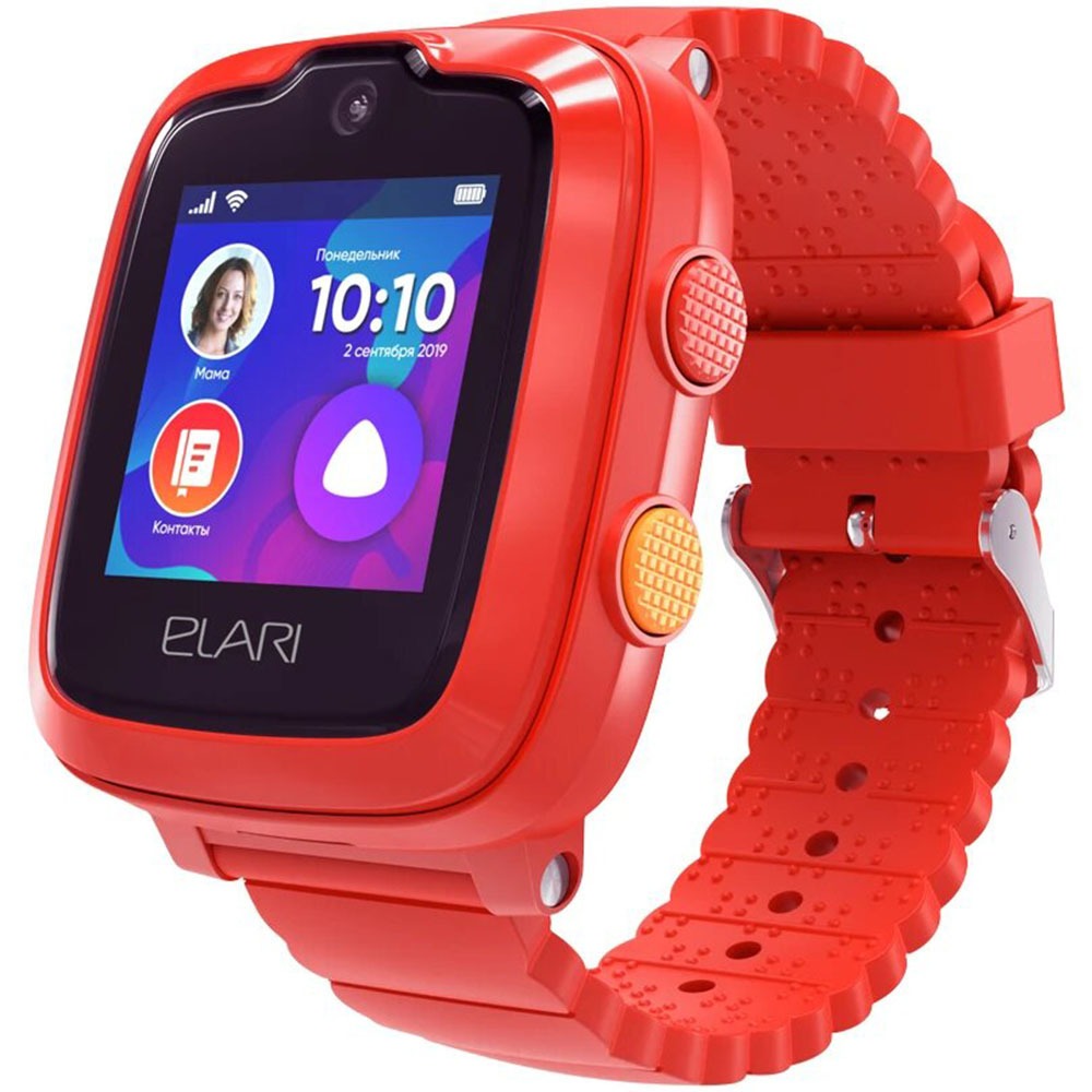 Детские умные часы Elari KidPhone 4G с Алисой, Red, цвет красный - фото 1