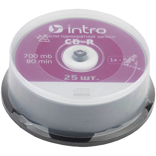 Диск INTRO CD-R 700Mb, 52x Cakebox 25