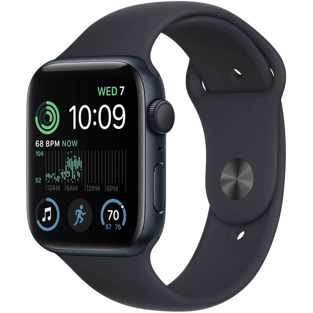 Смарт-часы Apple Watch SE 44 мм 2022 тёмная ночь, S/M спортивный ремешок