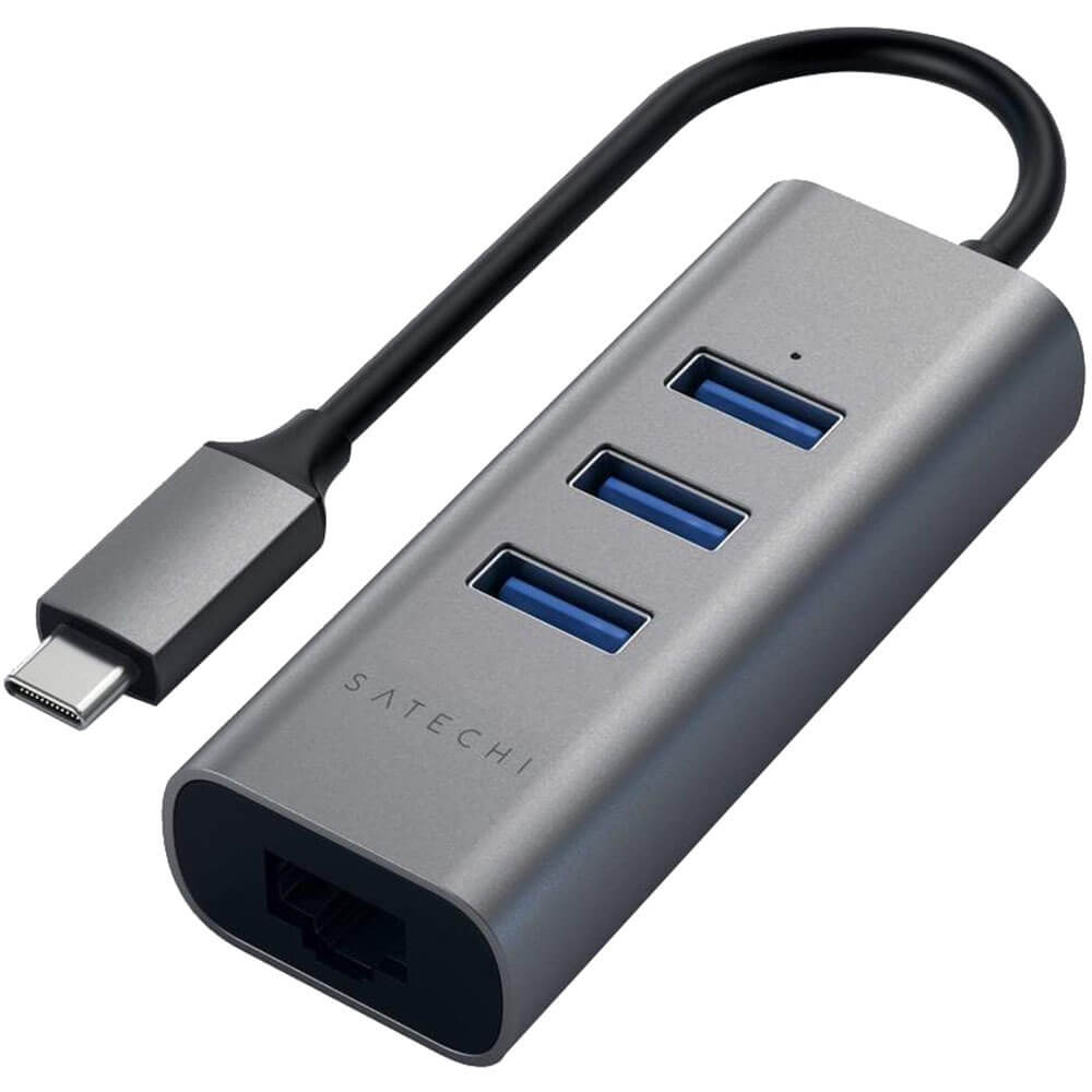 USB разветвитель Satechi Aluminum USB 3.0 Hub and Ethernet Port, Space Gray