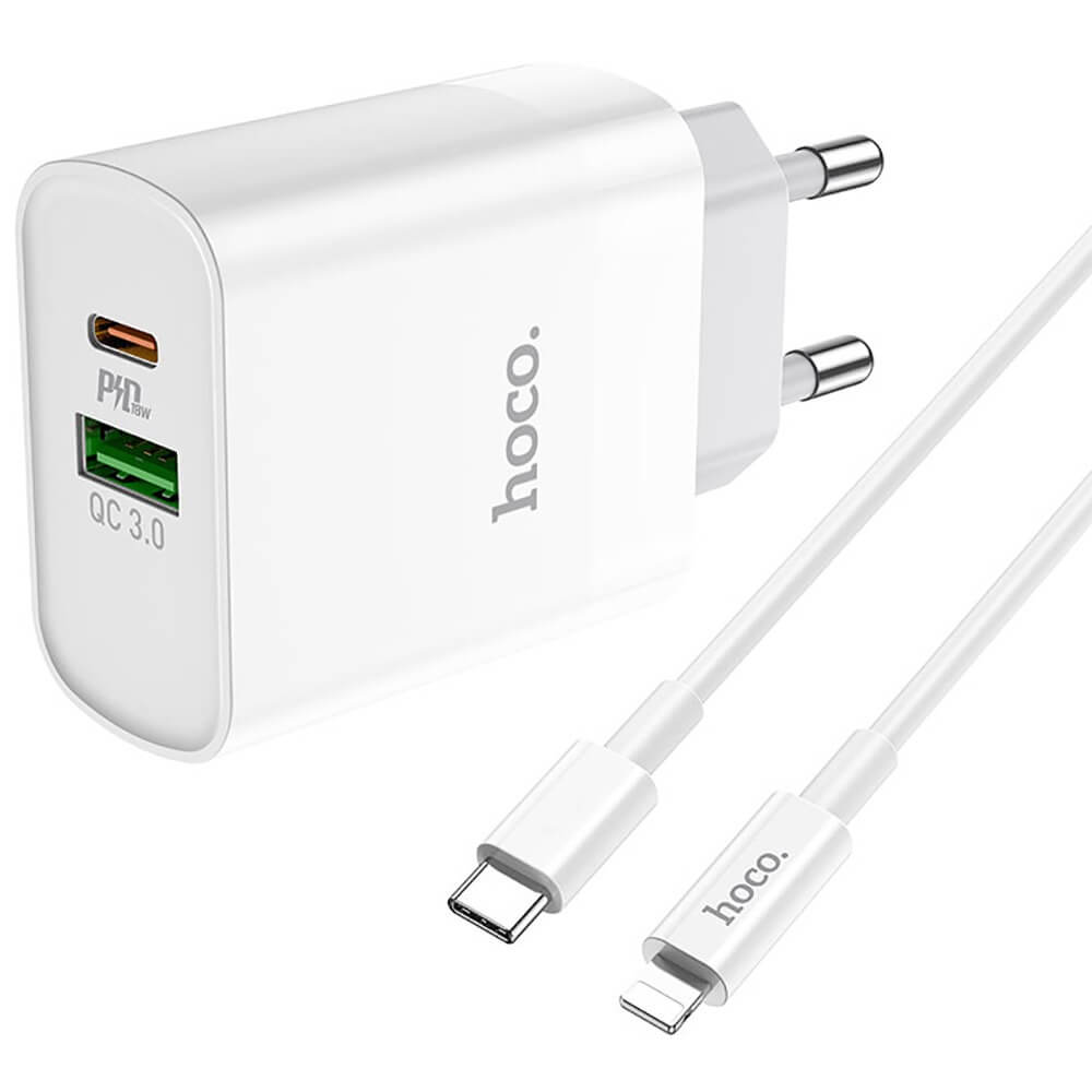 Зарядное устройство Hoco C80A Rapido (USB Type-C, USB), белый