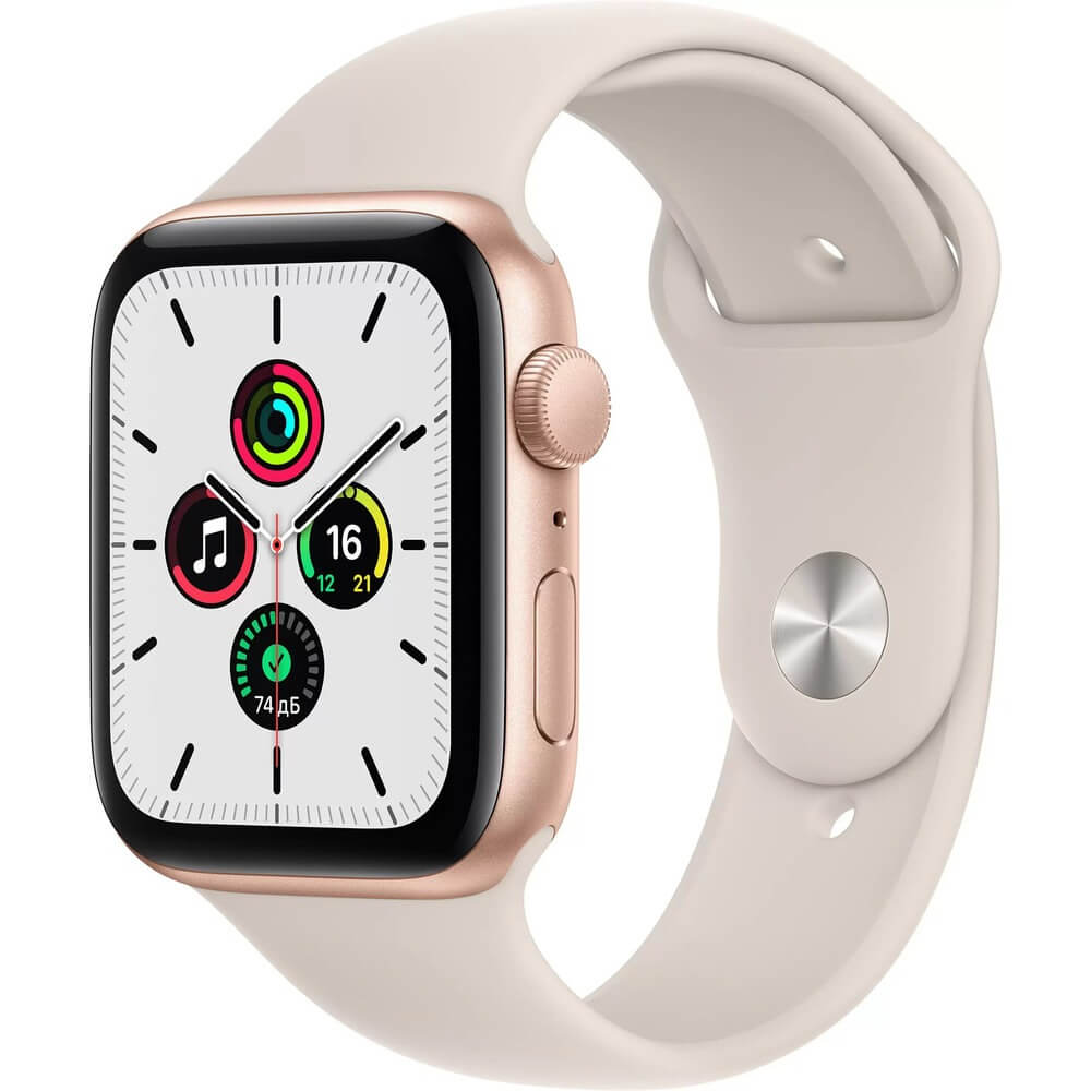 Смарт-часы Apple Watch SE 44 мм золотой, спортивный ремешок (MKQ53RU/A)