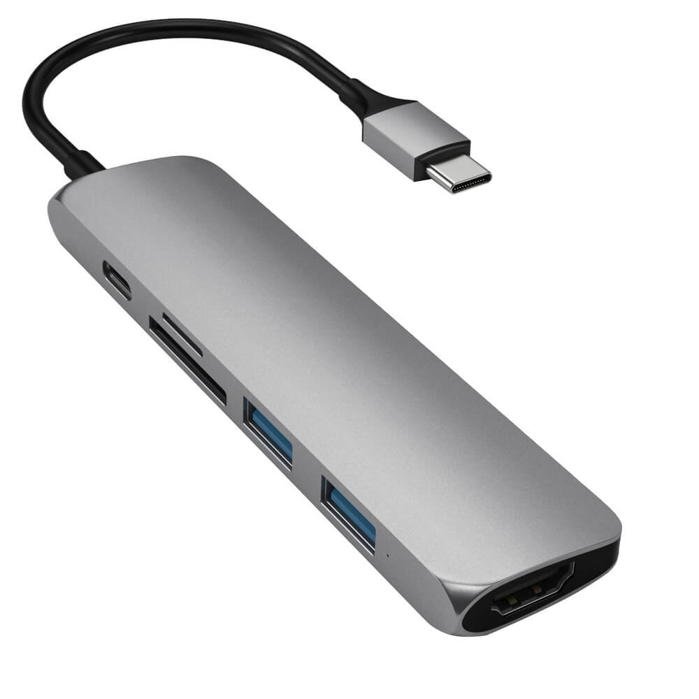 USB разветвитель Satechi Slim Multiport V2, серый космос (ST-SCMA2M)