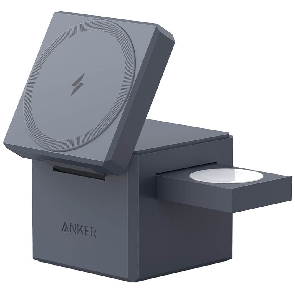 Беспроводное зарядное устройство Anker Cube с MagSafe 3в1 Y1811 (ANK-Y1811G11-BK) чёрный Cube с MagSafe 3в1 Y1811 (ANK-Y1811G11-BK) чёрный - фото 1