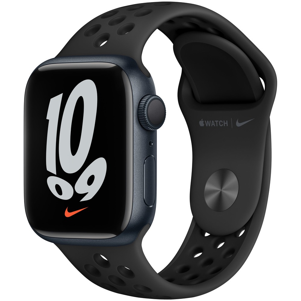 Смарт-часы Apple Watch Nike Series 7 41 мм тёмная ночь, спортивный ремешок от Технопарк