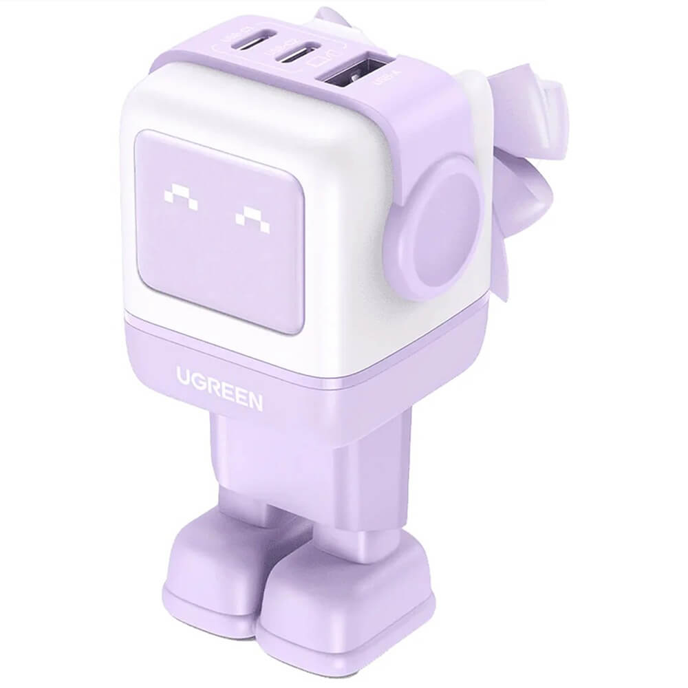 Зарядное устройство Ugreen CD361 Nexode Robot GaN Tech Fast Charger EU (USB-A/2xUSB-C) сиреневый