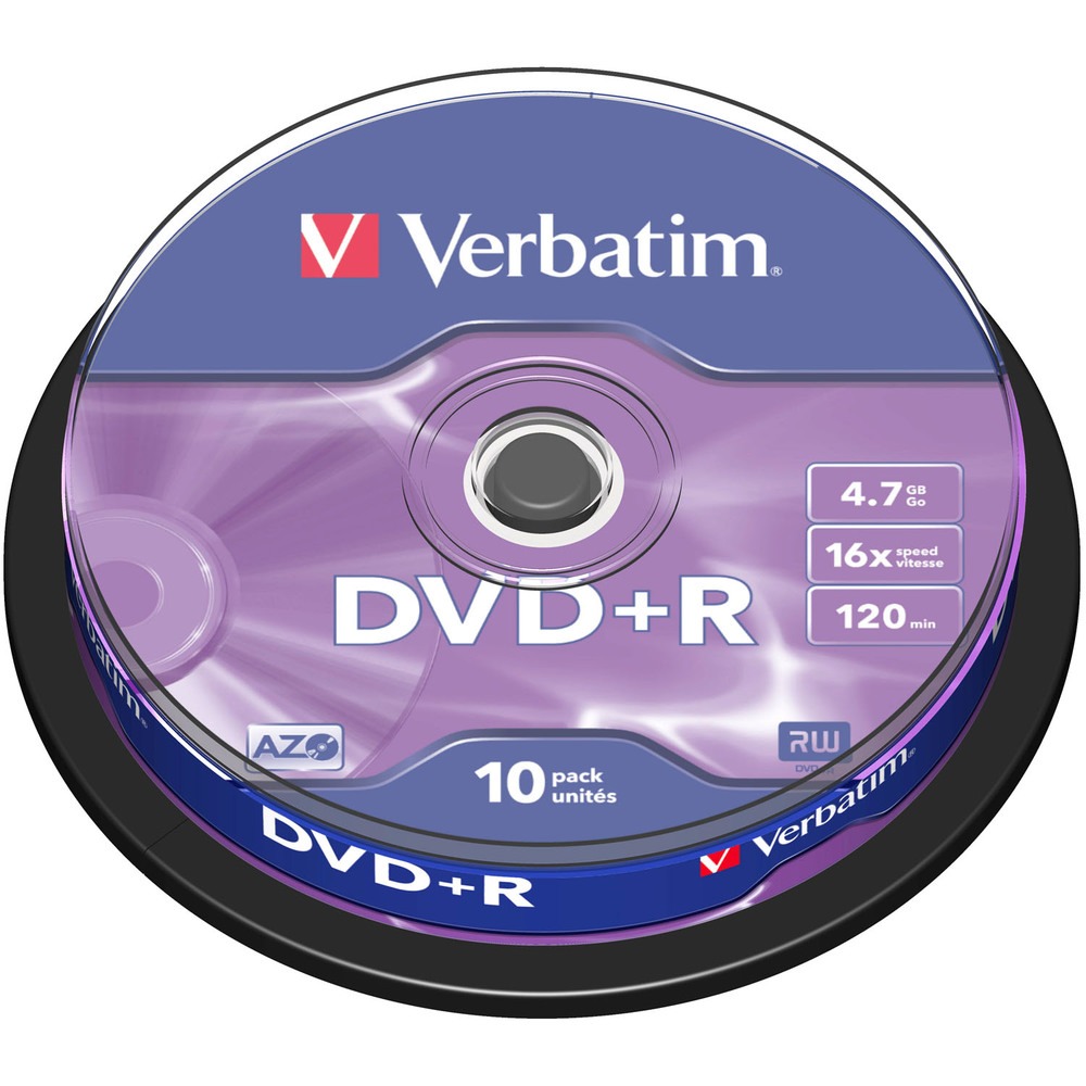 Диск Verbatim DVD+R 16x Cake 10 43498 (  V193BSM) DVD+R 16x Cake 10 43498 (  V193BSM) - фото 1