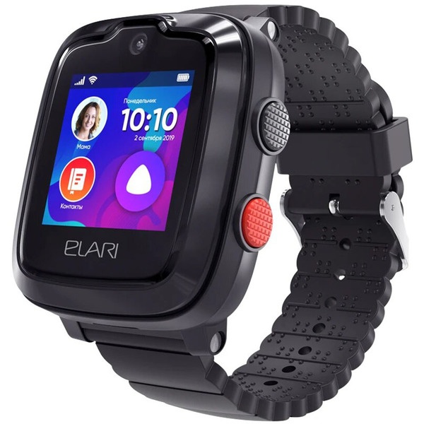Детские умные часы Elari KidPhone 4G с Алисой, Black, цвет черный - фото 1