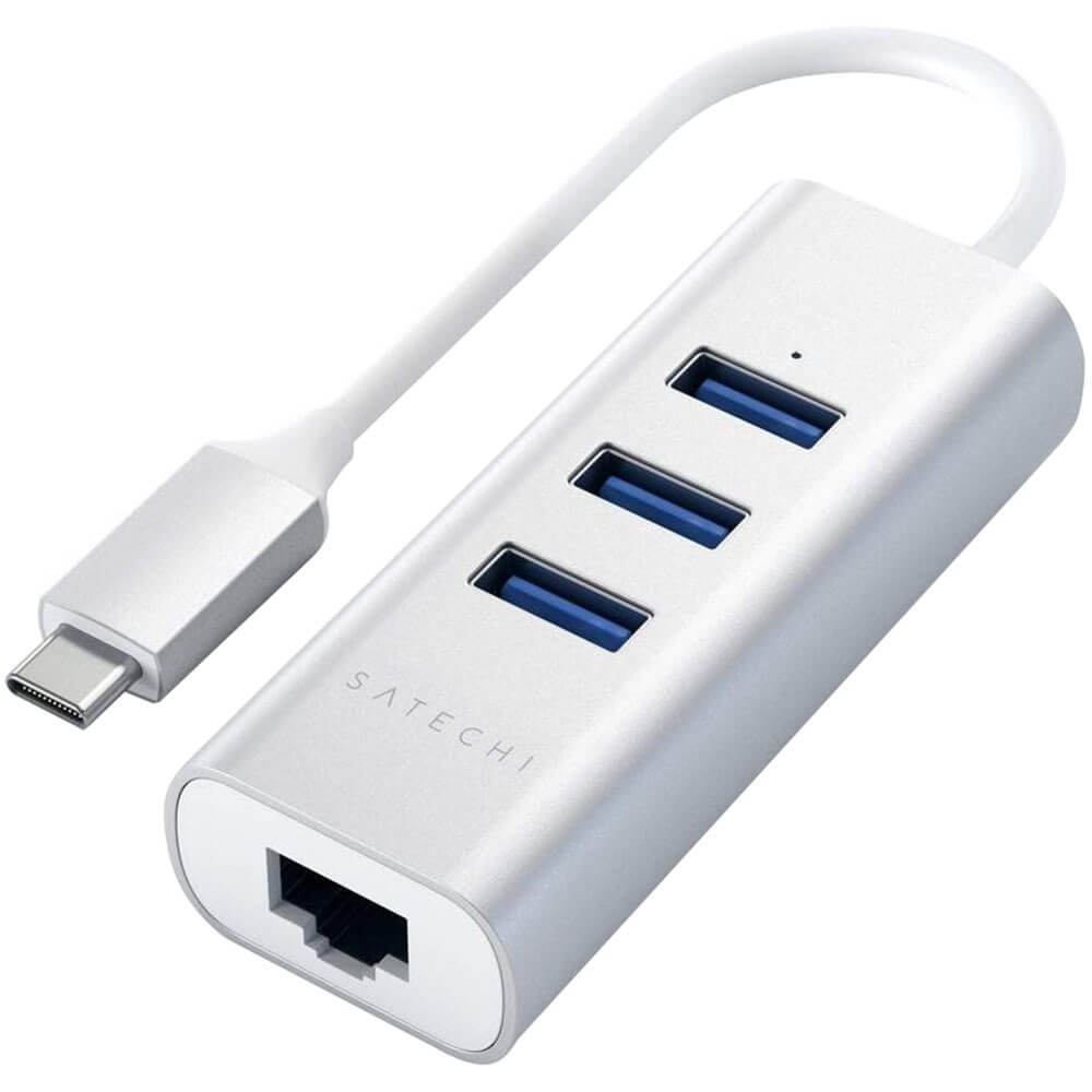 USB разветвитель Satechi Aluminum USB 3.0 Hub and Ethernet Port, Silver - фото 1