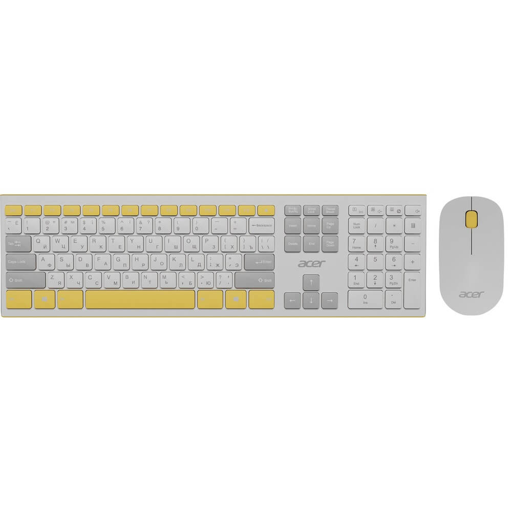 Комплект клавиатуры и мыши Acer OCC200 бело-жёлтый