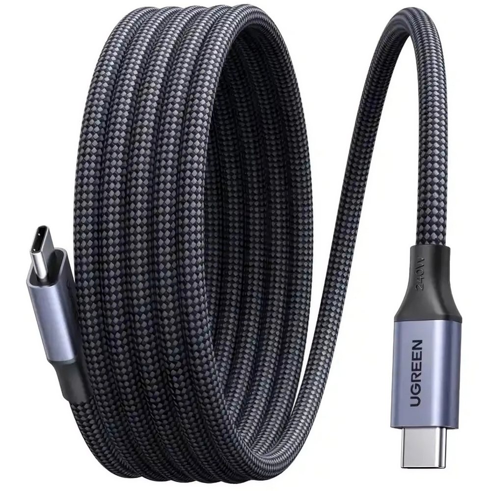 Кабель Ugreen L537 240W USB-C to USB-C Max Magnetic серый космос (85529)