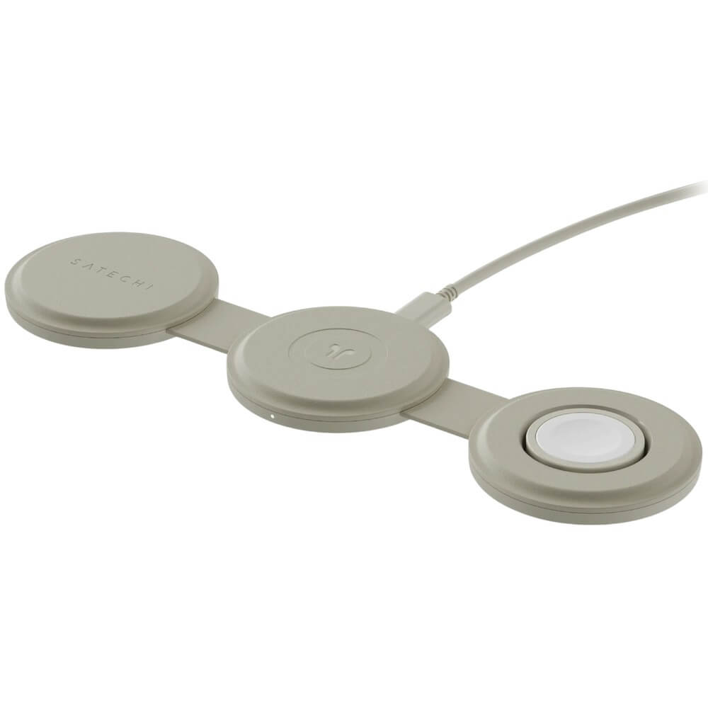 Беспроводное зарядное устройство Satechi Qi2 OntheGo 3 в 1 песочный ST-QTG31W 9990₽