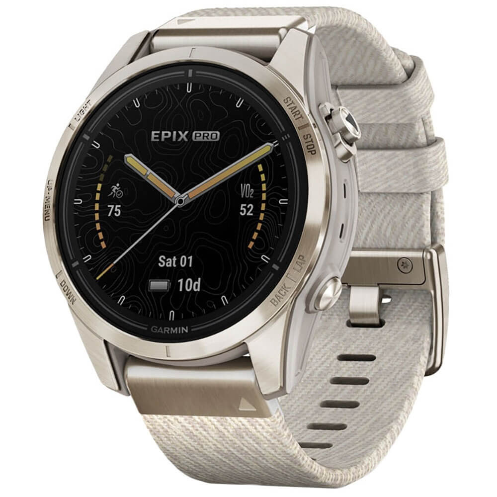Смарт-часы Garmin EPIX Pro Gen 2 42mm Sapphire Soft Gold with Cream Heathered Nylon Band (010-02802-20)