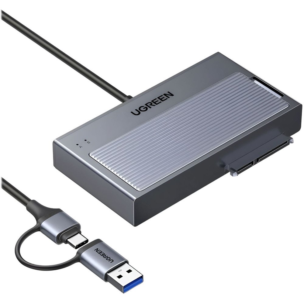 Внешний корпус Ugreen D320 M.2 NVMe SATA Hard Drive Adapter с кабелем USB-A/USB-C серый (75621EU)